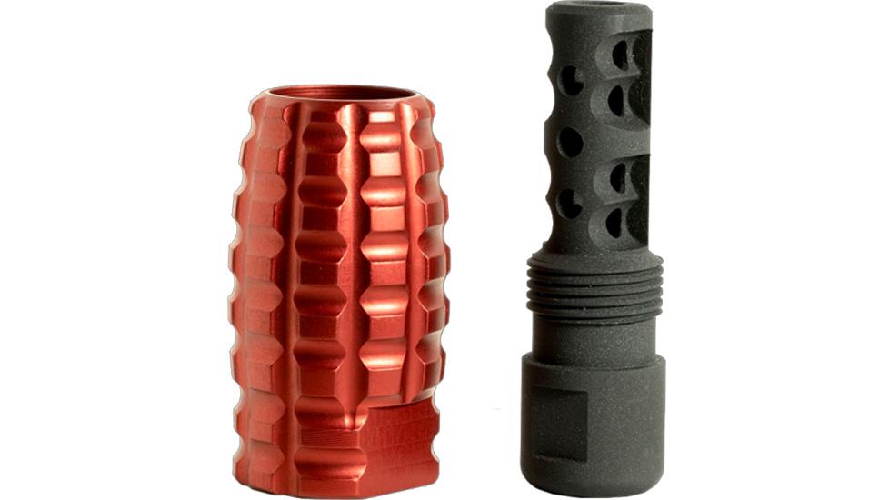 TIMBER CREEK AR-15 .223 Muzzle Brake Blast Can Combo, Red